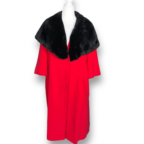 Vintage 50s red coat - red, black
