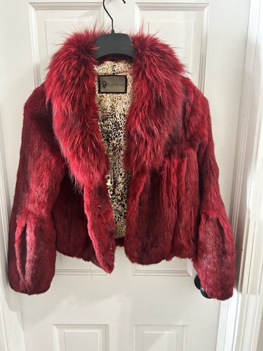 Red genuine rabbit - rabbit, jacket